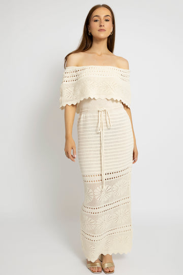 Crochet Off-Shoulder Maxi Dress
